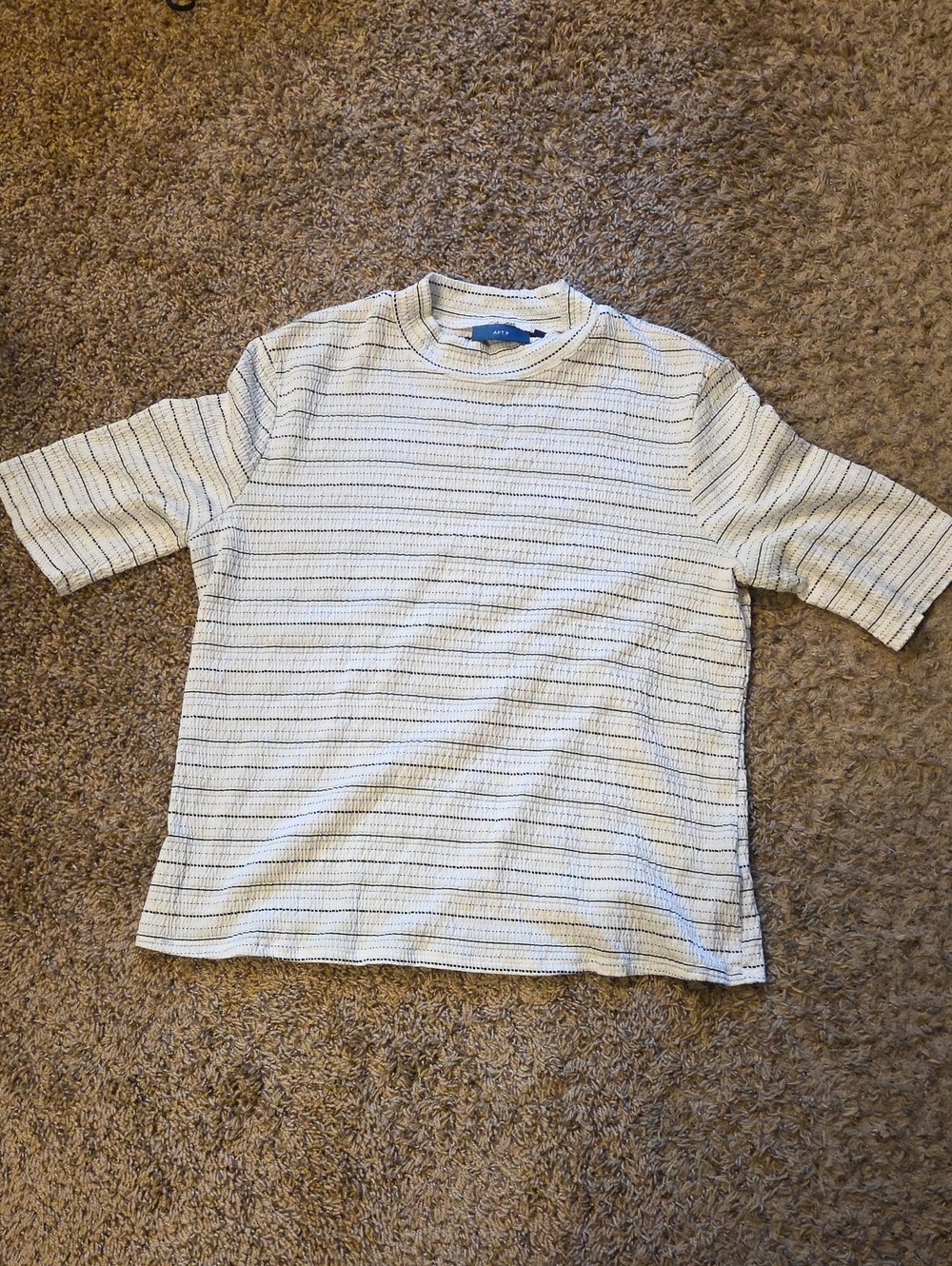 Apt. 9 Cream Crewneck Tee with Black Stripes
